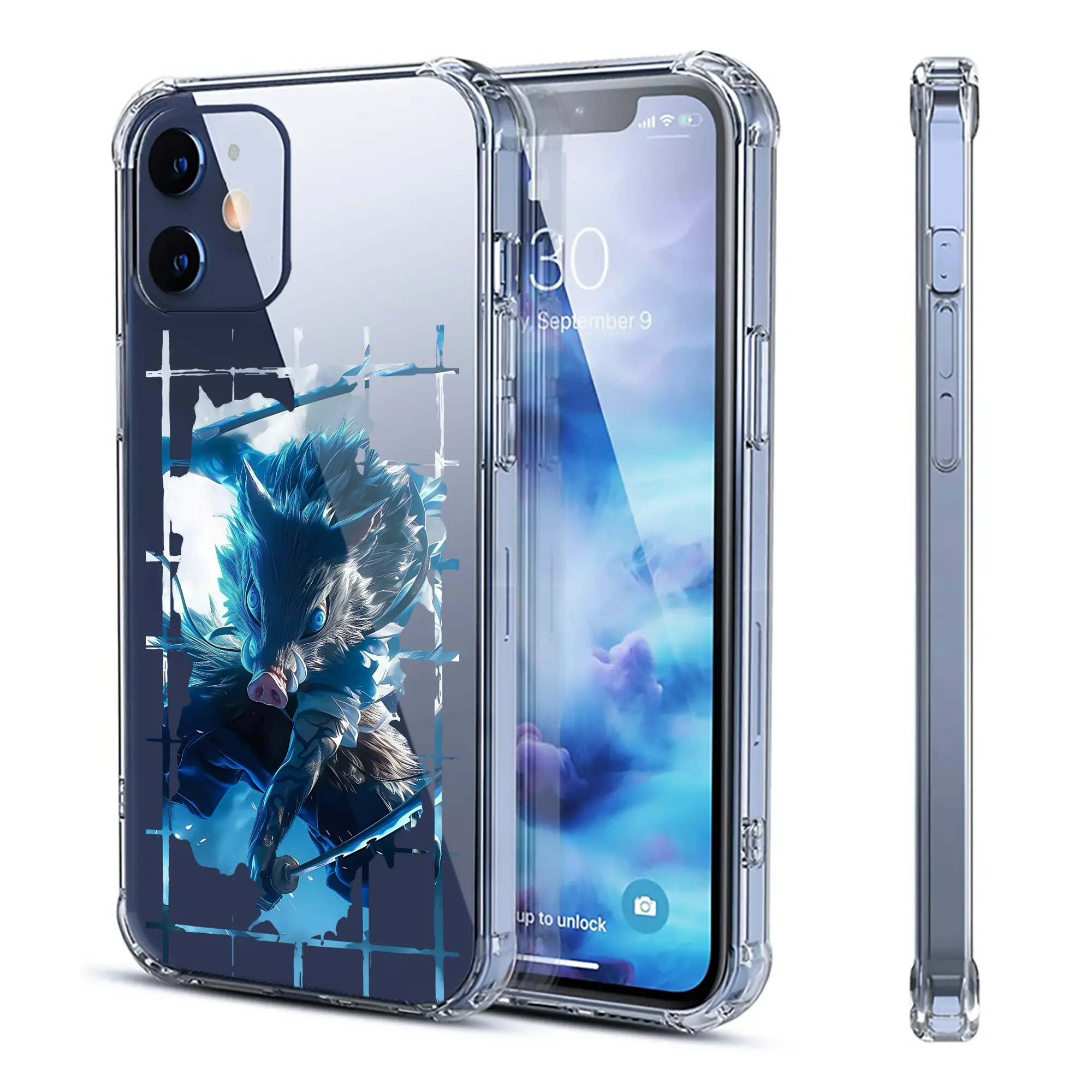 鬼滅の刃 グッズ,嘴平 伊之助 - IPhone 12シリーズ対応 ・ 透明スマホケース ・ クリアソフトケース ・ TPU素材 ・ 耐衝撃 ・ 高密着 ・ 防汚 防指紋 ・ 簡単着脱